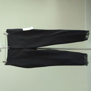 Zara Black Slim Cropped Pants with Lace Ends